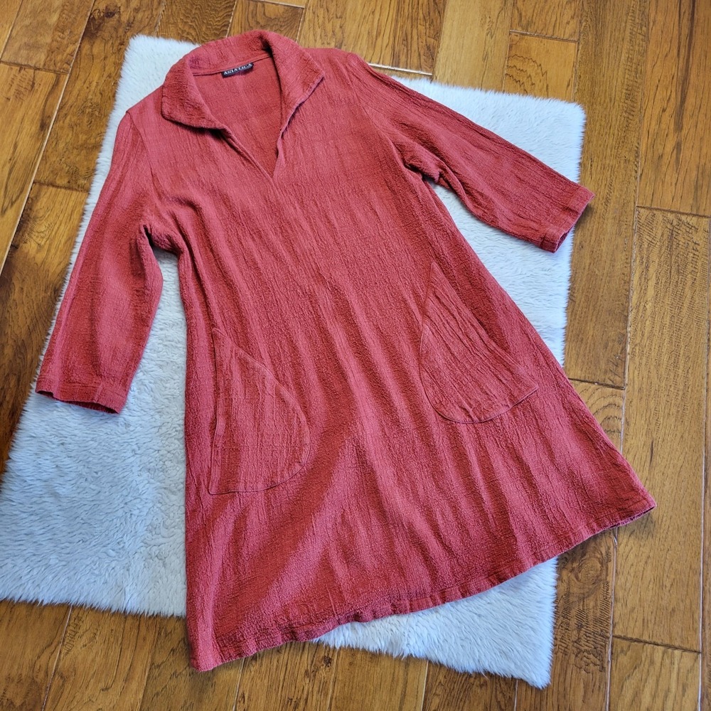 Asiatica Kansas City Dress Linen Blend Japanese Lagenlook Women's XL? READ